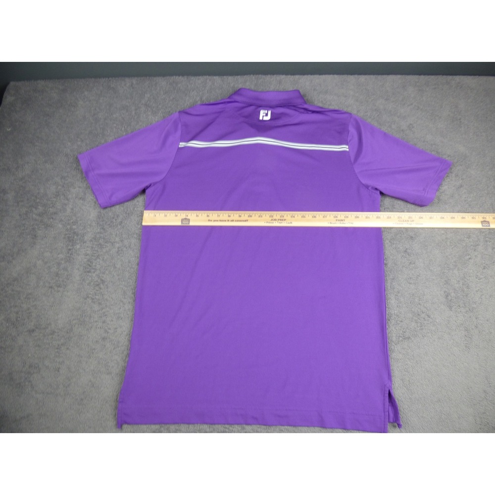 FootJoy Mens Athletic Fit Golf Polo Shirt Purple Striped Short Sleeve Large - Picture 8 of 8